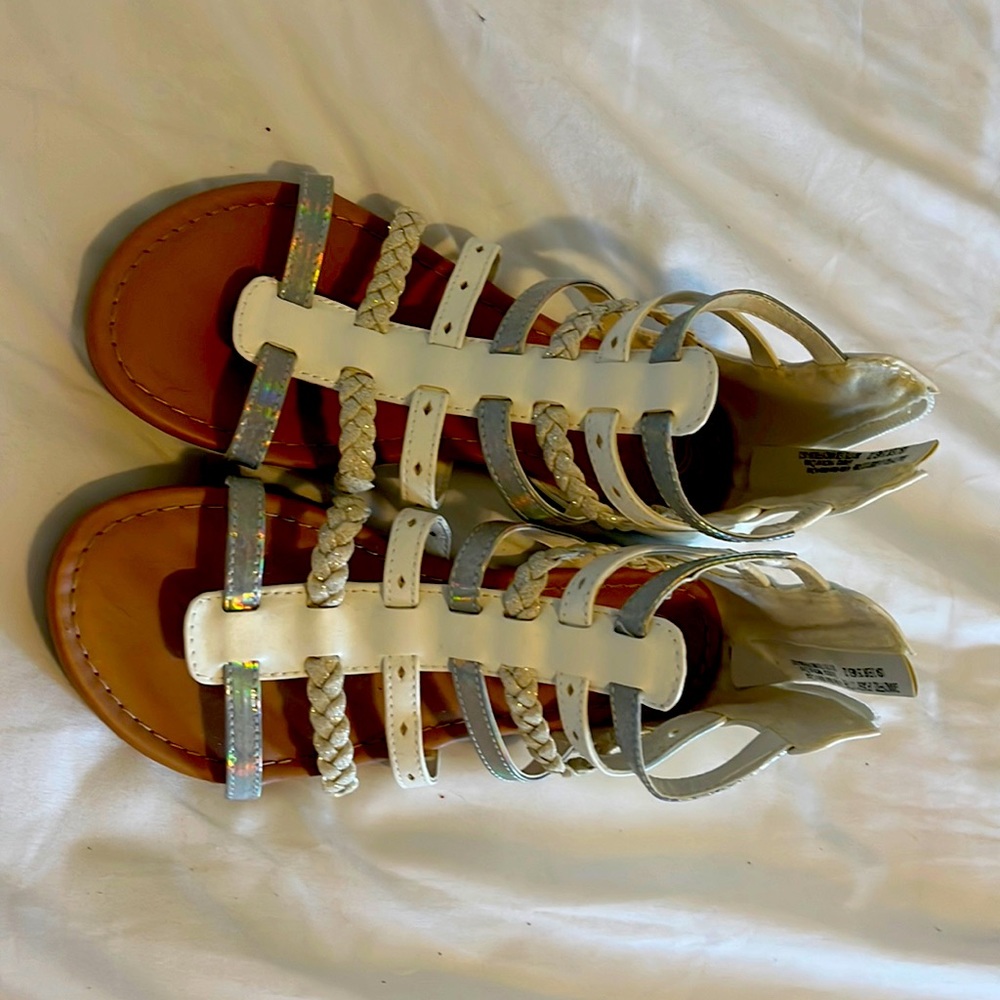 Girls white gladiator sandals